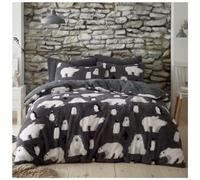 GC GAVENO CAVAILIA Teddy Bear Plain Reversible Winter Polar Bear Fleece Duvet Cover, Thermal Warm & Cosy Sherpa Fluffy Grey King Size Bedding Set