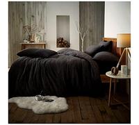 GC GAVENO CAVAILIA Teddy Duvet Cover King Size Sets, Soft Cuddly Sherpa Thermal Warm & Cosy Fleece Quilt Cover King Size With Pillowcases, Black, 230 cm x 220 cm