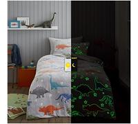GC GAVENO CAVAILIA Teddy Duvet Cover, Super Soft Snuggle Fluffy Fleece Quilt Bedding Set, Polyester, Glow in Dark Dino DIG, Single