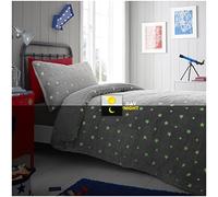 GC GAVENO CAVAILIA Teddy Duvet Cover, Super Soft Snuggle Fluffy Fleece Quilt Bedding Set, Polyester, Glow in Dark Stars, Single