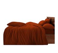 GC GAVENO CAVAILIA Teddy Fleece Duvet Cover, Cosy Warm Bedding, Cuddle & Fluffy Quilt Set, Double, Burnt Orange, 673750