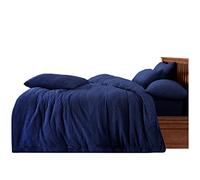 GC GAVENO CAVAILIA Teddy Fleece Duvet Cover Set Double Luxury Super Soft Cuddly Bedding with Matching Pillowcases | Warm & Cosy Fluffy Quilt Cover Bed Set for Winter Comfort - Navy Blue