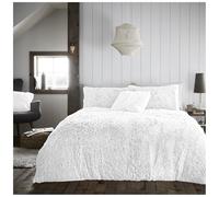 GC GAVENO CAVAILIA Teddy Fleece Hug Snug Duvet Set King White, Super Soft Fluffy Cosy Warm Bedding, 3 Piece Bedset, Easy Care DuvetCover Bedlinen, 1 Quilt Cover and 2 Pillow Cases, (230x220 cm)