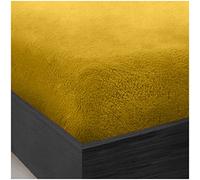 "GC GAVENO CAVAILIA Teddy Fleece Plain King Size Fitted Sheets, Thermal Warm Sherpa Plush Soft Fluffy Cuddly Fitted Sheets King Size, Ochre"