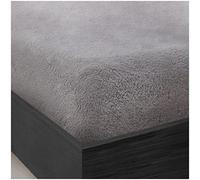 GC GAVENO CAVAILIA Teddy Fleece Plain King Size Fitted Sheets, Thermal Warm Sherpa Plush Soft Fluffy Cuddly Fitted Sheets King Size, Silver