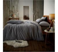 Gc Gaveno Cavailia Teddy Fleece Single Silver Duvet Set With Matching Pillowcase Fluffy Warm & Cosy Super Soft Bedding Set