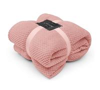 GC GAVENO CAVAILIA Teddy Fleece Waffle Blanket, Thermal Warm Throw Over Sofa Bed Travel Bedspread Pop Corn Throw, 200x240 Cm, Blush Pink