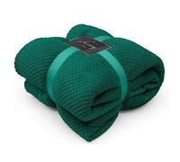 GC GAVENO CAVAILIA Teddy Fleece Waffle Blanket, Thermal Warm Throw Over Sofa Bed Travel Bedspread Pop Corn Throw, 200x240 Cm, Green