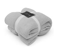 GC GAVENO CAVAILIA Teddy Popcorn Throw Super Soft Warm Cosy Sofa Bed Snuggle Fleece Waffle Throw Blanket, 150X200 Cm, Silver