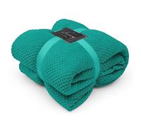 GC GAVENO CAVAILIA Teddy Popcorn Throw Super Soft Warm Cosy Sofa Bed Snuggle Fleece Waffle Throws Blankets, 150X200 Cm, Teal