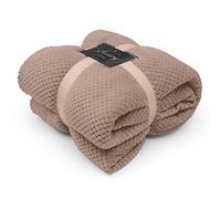 GC GAVENO CAVAILIA Teddy Sherpa Fleece Blanket Thermal Warm Waffle Throw Over Sofa Bed Travel Bedspread Pop Corn Blanket, 200 x 240 cm, Oyster
