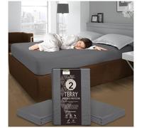 GC GAVENO CAVAILIA Terry Towel Mattress Protector - Pack of 2 Super King Size Mattress Protector - Polycotton Waterproof Mattress Cover - Breathable Mattress Cover (203 x 182cm) - Charcoal