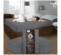 GC GAVENO CAVAILIA Terry Towel Mattress Protector - Pack of 6 Superking Mattress Protector - Polycotton 30cm Deep Mattress Cover - Breathable Waterproof Mattress Protectors, (203 x 182cm) - Charcoal