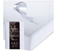 "GC GAVENO CAVAILIA Terry Towelling Mattress Protector Double - Waterproof Fitted Mattress Protectors Anti Allergic & Durable - Poly Cotton Mattress-Protector Double (140x190+30cm), White"
