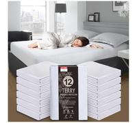 GC GAVENO CAVAILIA Terry Towelling Mattress Protector - Pack of 12 Cot Bed Waterproof Mattress Protector Fitted Sheet - Easy Care - Cot Bed Polycotton Mattress Cover for Bed (70 x 140cm) - White