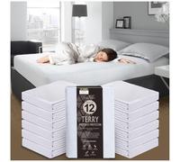 GC GAVENO CAVAILIA Terry Towelling Mattress Protector - Pack of 12 Mattress Protector - Polycotton Waterproof Mattress Cover - Breathable Superking Mattress Protectors, (203 x 182cm) - White