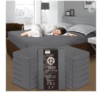 GC GAVENO CAVAILIA Terry Towelling Mattress Protector - Pack of 12 Mattress Protector - Polycotton Waterproof Mattress Cover - Breathable Superking Mattress Protectors, (203 x 182cm) - Charcoal