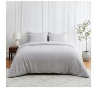 GC GAVENO CAVAILIA Textured Tufted Super King Duvet Set, Embossed Geometrical Super King Size Duvet Set With Pillowcases, Geometric Pattern Bedding Set, Grey Bedding