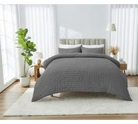 GC GAVENO CAVAILIA Textured Waffle King Size Bedding Set With Pillow Cases - Lightweight Microfiber Duvet Cover Set - Button Closure Hypoallergenic, Reversible Comforter Cover - 220x230cm Charcoal