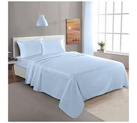 Premium Flannel Plain Double Flat Sheet Super Soft & Cozy Breathable Bed Sheets, Blue