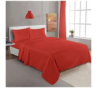 GC GAVENO CAVAILIA Thermal Flannel Flat Sheet Super King - Hypoallergenic, Warm & Super Soft Brushed Cotton Flannelette Sheet - Non Iron, Shrink-Resistant, Plain Luxury Bedding - (300x274 Cm), Red