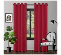 GC GAVENO CAVAILIA Thermal Insulated Blackout Ring Top Eyelet Curtains | Premium Energy-Efficient Drapes | Light Blocking & Room Darkening For Bedroom & Living Room | Deep Red 66X72 Inch