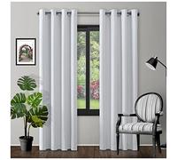 GC GAVENO CAVAILIA Thermal Insulated Blackout Ring Top Eyelet Curtains | Premium Energy-Efficient Drapes | Light Blocking & Room Darkening For Bedroom & Living Room | White 66X72 Inch