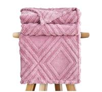 GC GAVENO CAVAILIA Throw Blankets - Fluffy Fleece Blankets For Bed, Couch, Sofa, Settee - Comfortable Thermal, Warm, Cosy Blankets & Throws - Stylish Jacquard Throw (130X180 cm) - Winter Berry
