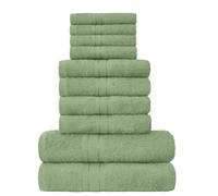 GC GAVENO CAVAILIA Towels Family Bale Set - 10 Piece 100% Egyptian Cotton, 4x Face 4x Hand 2x Bath Towel, Premium Quality Highly Water Absorbent Bathroom Accessories, Machine Washable, Sage Green