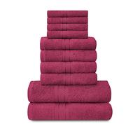Lions Towels Family Bale Set - 10 Piece 100% Egyptian Cotton, 4x Face 4x Hand 2x Bath Towel, Premium Quality Highly Water Absorbent Bathroom Accessories, Machine Washable, Deep Red, 544708
