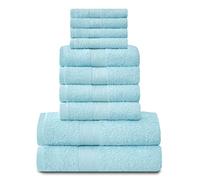 GC GAVENO CAVAILIA Towels Family Bale Set - 10 Piece 100% Egyptian Cotton, 4x Face 4x Hand 2x Bath Towel, Premium Quality Highly Water Absorbent Bathroom Accessories, Machine Washable, Aqua, 544630