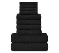 Lions Towels Family Bale Set - 10 Piece 100% Egyptian Cotton, 4x Face 4x Hand 2x Bath Towel, Premium Quality Highly Water Absorbent Bathroom Accessories, Machine Washable, Black, 544647