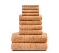 Lions Towels Family Bale Set - 10 Piece 100% Egyptian Cotton, 4x Face 4x Hand 2x Bath Towel, Premium Quality Highly Water Absorbent Bathroom Accessories, Machine Washable, Peach, 544739