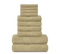 GC GAVENO CAVAILIA Towels Family Bale Set - 10 Piece 100% Egyptian Cotton, 4x Face 4x Hand 2x Bath Towel, Premium Quality Highly Water Absorbent Bathroom Accessories, Machine Washable, Mocha