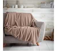 GC GAVENO CAVAILIA Waffle Popcorn King Throw - Soft Honeycomb Textured Blanket for Sofa and Bed | Lightweight, Fluffy and Easy Care Bedspread | Cosy, Warm Throw for All Seasons, Oyster, 200x240 cm