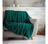 GAVENO CAVAILIA Popcorn Honey Comb Sofa Bed Blanket, Super Soft Fluffy Easy Care Lightweight Luxury Design, Cosy Warm Settee Waffle Throw-Over [Single (130x150 cm), Green], 250449