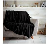 GC GAVENO CAVAILIA Waffle Popcorn Single Throw - Honeycomb Textured Blanket for Sofa and Bed | Lightweight, Fluffy, Easy Care Bedspread | Cosy, Warm Decorative Throw for All Season, Black, 130x150 cm
