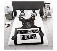 GC GAVENO CAVAILIA Wildlife 3D Duvet Cover, Animal Bedding, Polycotton Quilt Bed Set, Bull Dog, Single Black/White 548782