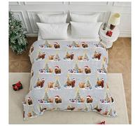 GC GAVENO CAVAILIA Xmas Highland Cow Print Blanket Throws - Cute Rustic Farm Animal Cow Soft Cozy Fleece Plush Warm Flannel Bedding Blanket For Girls Kids Adults Couch Travel 170 Cm x 230 Cm