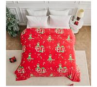 GC GAVENO CAVAILIA Xmas Soft Lightweight Elf Gift Throws for Couch - Flannel Fleece Xmas Throw 230 x 230cm - Cuddly & Fluffy Sherpa Warm Christmas Sofa Bed Blanket - Multi