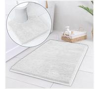 GC GAVENO CAVAILIA Zero Twist Bath Mat Set - Non Slip Rubber Bathroom Mats - Soft Absorbent Quick Dry Bathmat and Toilet Pedestal Mat for Bathroom Floor Use - 50x80 Cm - White