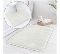 GC GAVENO CAVAILIA Zero Twist Bath Mat Set - Non Slip Rubber Bathroom Mats - Soft Absorbent Quick Dry Bathmat and Toilet Pedestal Mat for Bathroom Floor Use - 50x80 Cm - Cream