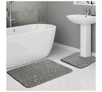 GC Gaveno Cavalia Memory Foam Bath Mat & Pedestal Mat Set (50x80 cm) - Non Slip, Highly Absorbent Charcoal