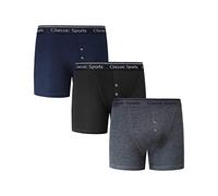 GC Men's 3pk Matching Elastic Classic Sports Boxer Shorts Black/Navy/Grey Underwear Gift Trunks (X-Large)
