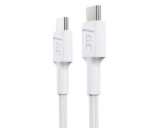 GC PowerStream 30cm USB C - Typ C Weißes Kabel Nylon Ladekabel Schnellladekabe