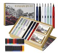 GC QUILL Calligraphy Pen Set, 7 Calligraphy Fountain Pens with Different Nibs and 40 Ink Cartridges, Calligraphy Set for Beginners- MU-09