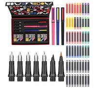 GC QUILL Calligraphy Pens Set 64pcs - Calligraphy Set for beginners with 3 Fountain Pens, 7 Varied Nibs, 54 Ink Cartridges(10 Colours) - Writing, Drawing and Calligraphy Practice for beginner GC-F354