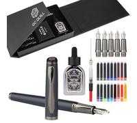 GC QUILL Fancy Fountain Pen Set - Includes 5 Nibs, Ink Bottle, Ink Refill Converter and 18 Cartridges, Nice Pen for Writing Journaling Calligraphy Gift - MU-25
