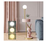 gC7aHx8 Vertical Light Floor Lamp with Table, Wooden End Side, Bedside Nightstand Light for Small Spaces with Drawer, Modern with for Bedroom, Living Room, Office Standing Lamps(Pink)