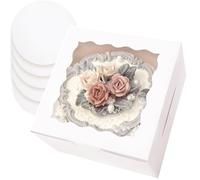 Gcardist 20.3 x 20.3 x 12.7 cm Cake Box, 5 Sets White Cake Box with Window & 5 Sets 20.3 cm White Cake Round Boards, 20.3 cm Cake Containers (8 x 8 x 5 inches)